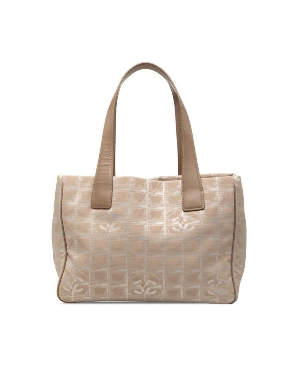 Chanel CC Logo New Travel PM Tote Shoulder Bag Pink Canvas Leather